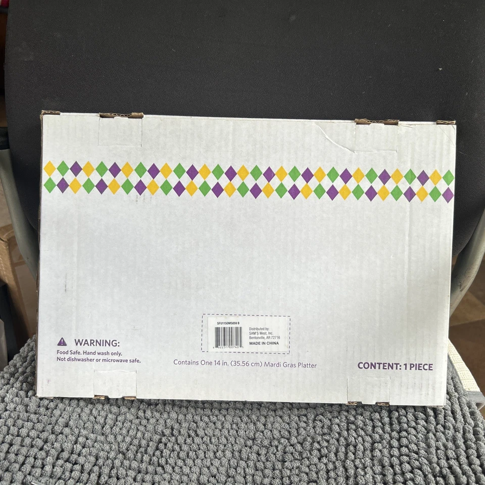 Sam's Handpainted Glass Serving 14 Inch Mardi Gras Platter - Image 3 of 3