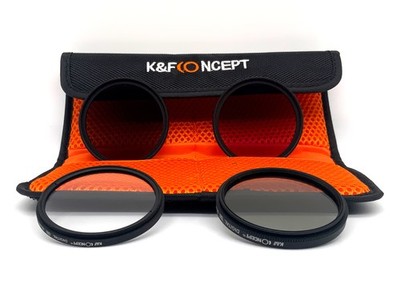 K&F Concept 4er Filterset Digital HD Slim UV/CPL/FLD/ND4 + Case Filter 55mm