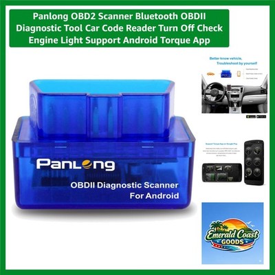 Scanner Bluetooth OBDII Diagnostic Tool Car Code Reader Turn Off Check Engine...