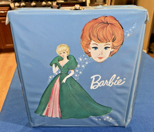 Barbie Doll Ponytail Blue Vinyl Carrying Case 1963 Mattel Green Dress