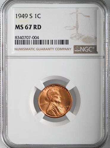 1949-S  1C LINCOLN WHEAT CENT "SAN FRANCISCO MINT" NGC MS67 RD (RED)#8340707-004