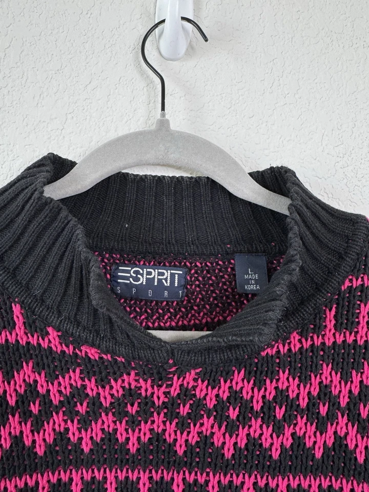 Suéter Retro Vintage Años 80 Esprit Sport Para Hombre L Neón Multicolor Fair Isle Algodón Foto 3 de 4