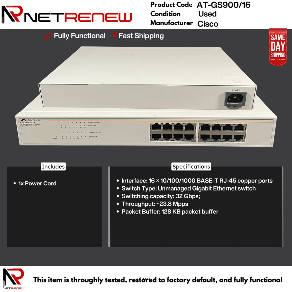 Allied Telesis Port 企业网络交换机16 | eBay