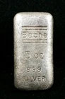 5oz .999 Fine Silver Bache Cast Bar Vintage 1980's Johnson Matthey