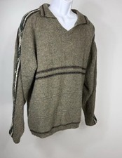 Vintage Birch Creek USA MADE Mens XL Sweater Wool Blend Blue Gray Stripe Collar