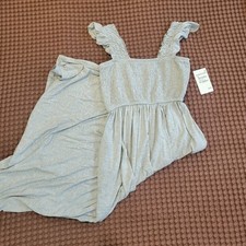 Nordstrom Smocked Square Neck Ruffle Strap Midi Dress Grey Heather XS