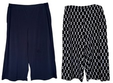 Susan Graver Liquid Knit Wide Leg Crop Pants Stretch Pockets Elastic Waist Sz M