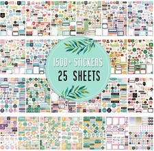 1500 Planner Stickers, 25 Page Functional Calendar Set