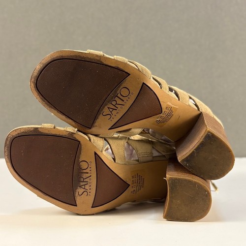 Franco Sarto Damen hellbraune Wildleder Schnür-Gladiator Blockabsatz Sandalen Größe 8,5 - Bild 10 von 10