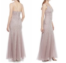 Xscape Pink Sequin Maxi Dress Prom Wedding Guest Elegant Cocktail Party Womens 2