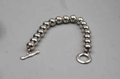 Beautiful Sterling Silver 925 Heavy Beaded Ball On Chain Toggle Bracelet ATI R17