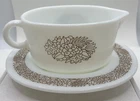 Vintage Pyrex #77-B & 77-U Gravy Boat & Under Plate "Woodland Brown- No Chips