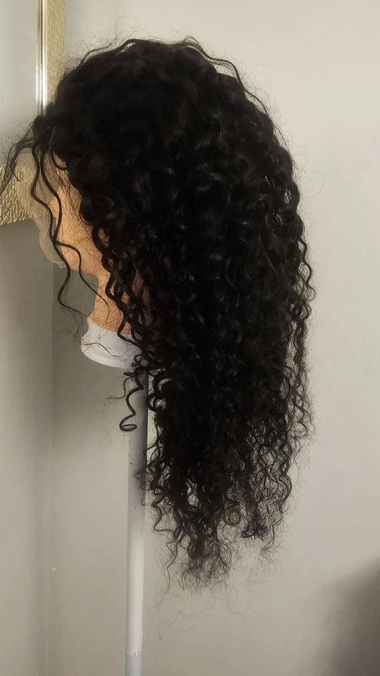 High-Quality Top 18"to 20" Black Wavy 150% Virgin Human Hair  Lace Wig  - Image 3 of 4