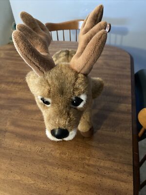 1996 CLASSIC AURORA REALISTIC DEER REINDEER 17'' STUFFED BROWN WHITE ANIMAL PLUSH