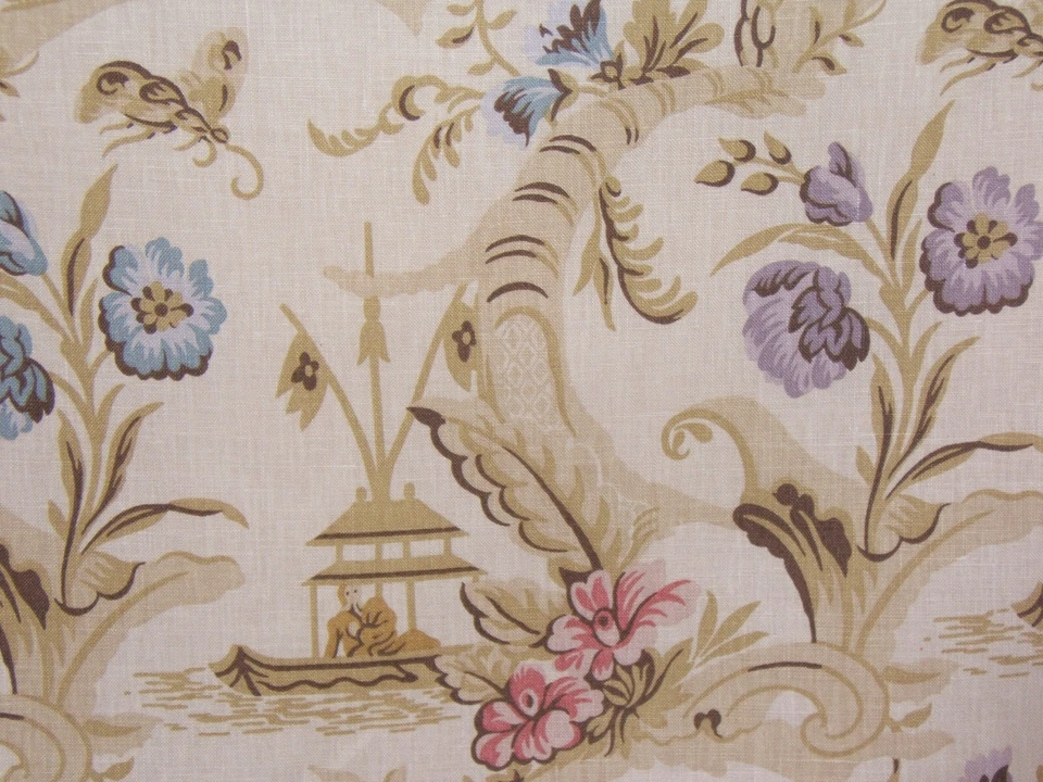 Lee Jofa, Fantaisie Chinoise, Chinoiserie Garden Scene, BTY, Color Cream - Image 3 of 3