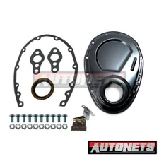 Black SBC Chevy Timing Chain Cover Kit 327 350 383 400 SBC Gasket Seal Bolt Tab