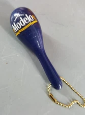 MODELO BEER MARACA PARTY SHAKER KEYCHAIN KEY TAG RING CHARM BLUE 3.25" LONG NEW