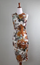 W BY WORTH New York $178 Soft Stretch Floral Lined Gathered Side Dress Size 0