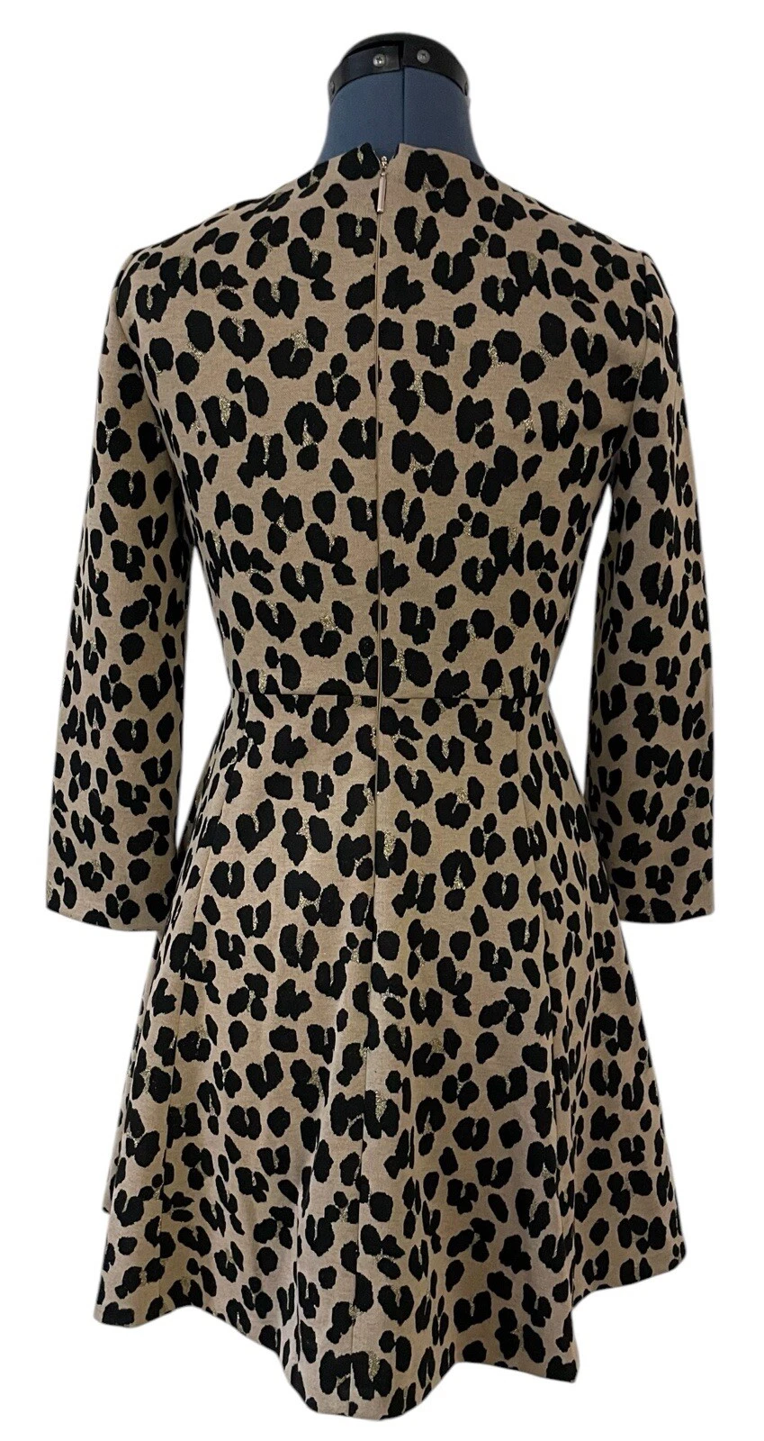 Abito Kate Spade Forest felino jacquard leopardato maglia aderente svasato elasticizzato tasche 2