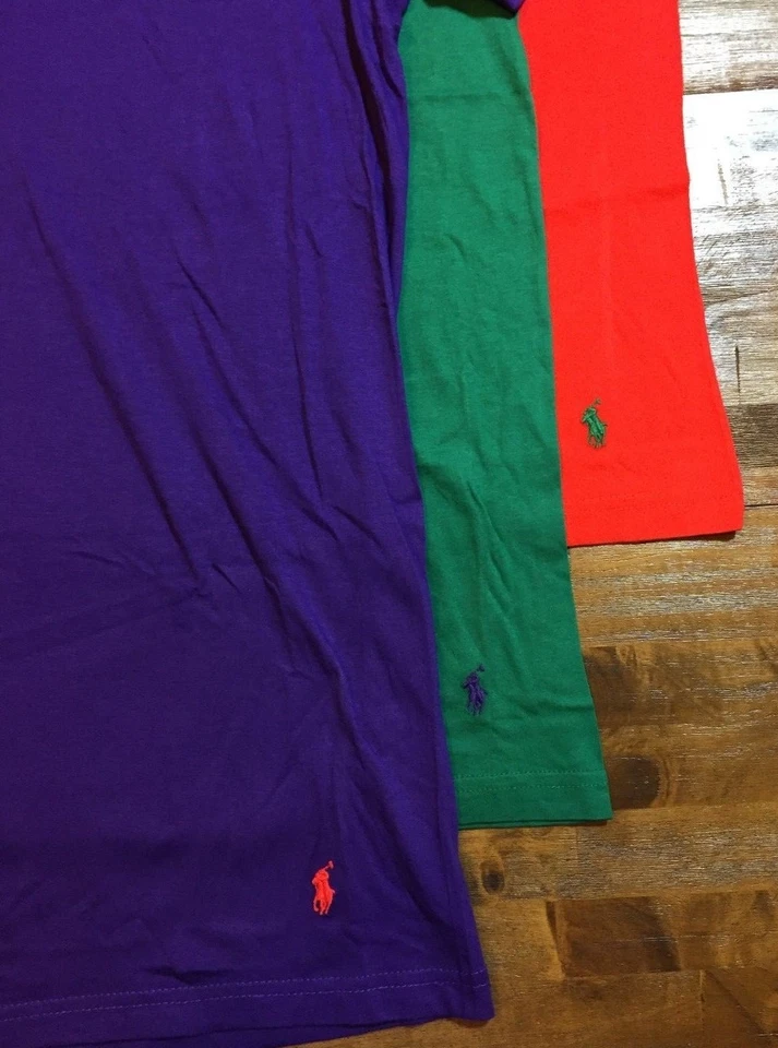 POLO RALPH LAUREN Classic V-Neck Undershirts Men's Medium M purple/red/green NEW - Image 4 of 4