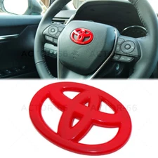 Red Steering Wheel Logo Badge Cover Overlay Emblem For Toyota Decorate Sport