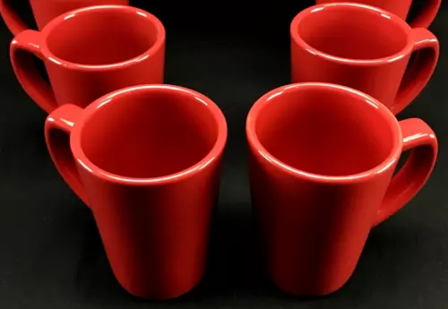 Pier 1 Imports Earthenware RED Coffee Cup "Grand Mug" - SET OF 4