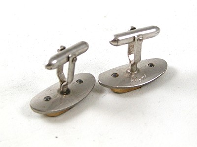Boutons De Manchette Vintage Argenté Et Doré FRED Par SWANK - Occasion Bon état