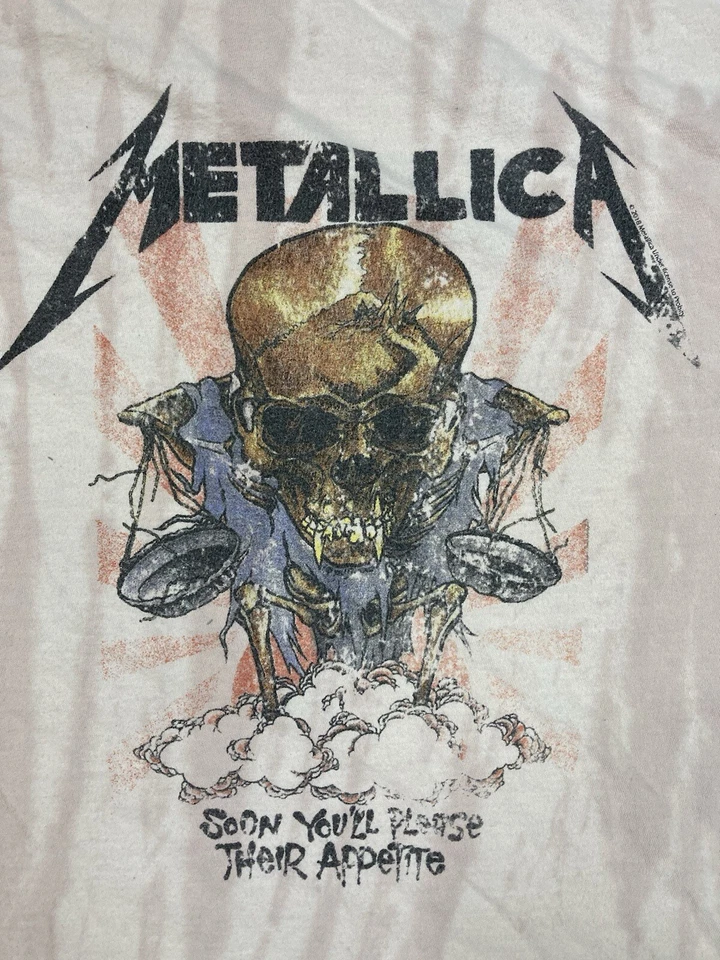 Nasty Gal Metallica图案T恤女式中号粉色领带染料音乐 — 第 2/4 张图片