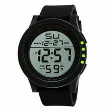 Mens Digital Sport Watch LED Backlight Men Wrist Watch Stopwatch UK