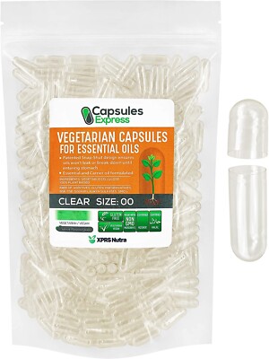 XPRS Nutra Size 00 Clear Veggie Capsules for Essential Oils Vegetable Pill