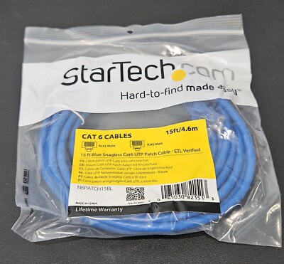 N6PATCH15BL - Startech 15ft Blue Snagless Cat6 UTP Patch Cable - ETL Verified