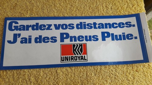 Vintage autocollant J'ai des pneu pluie Uniroyal Ancien voiture retro Oldtimer - Picture 2 of 3