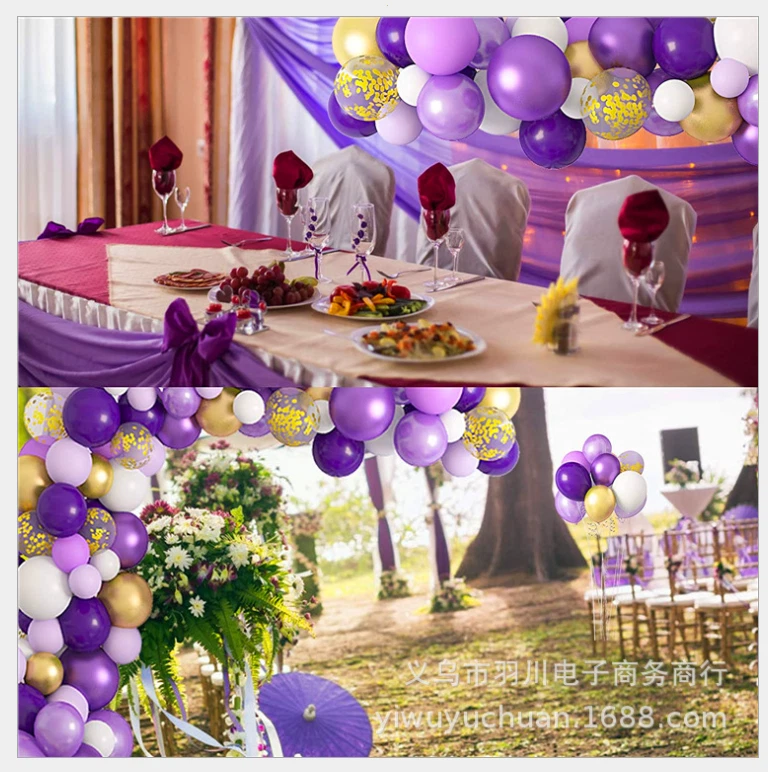 Suministros de fiesta temáticos del océano Cadena de globos de sirena de ensueño decoración de cumpleaños púrpura Foto 2 de 4