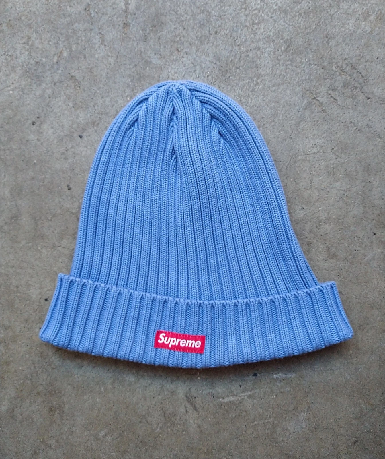 Chapeau tricoté Supreme Overdyed Beanie SS/2021 bleu 100 % coton casquette boîte bogo logo