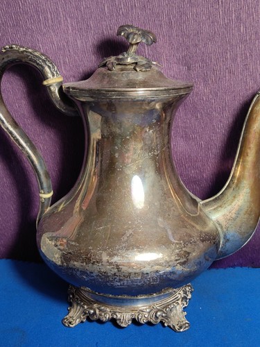 Antique Delightful Good Quality Large Silver Plate English Coffee Pot 24.5cm - Picture 2 of 14