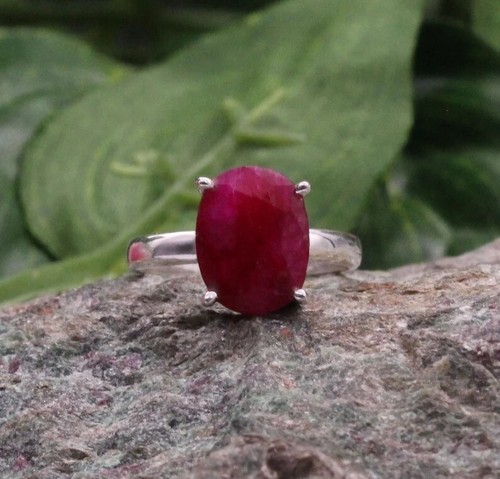 Natural Pink Ruby Ring 925 Sterling Silver Handmade Ring Bohemian Hippie Ring - Picture 5 of 9