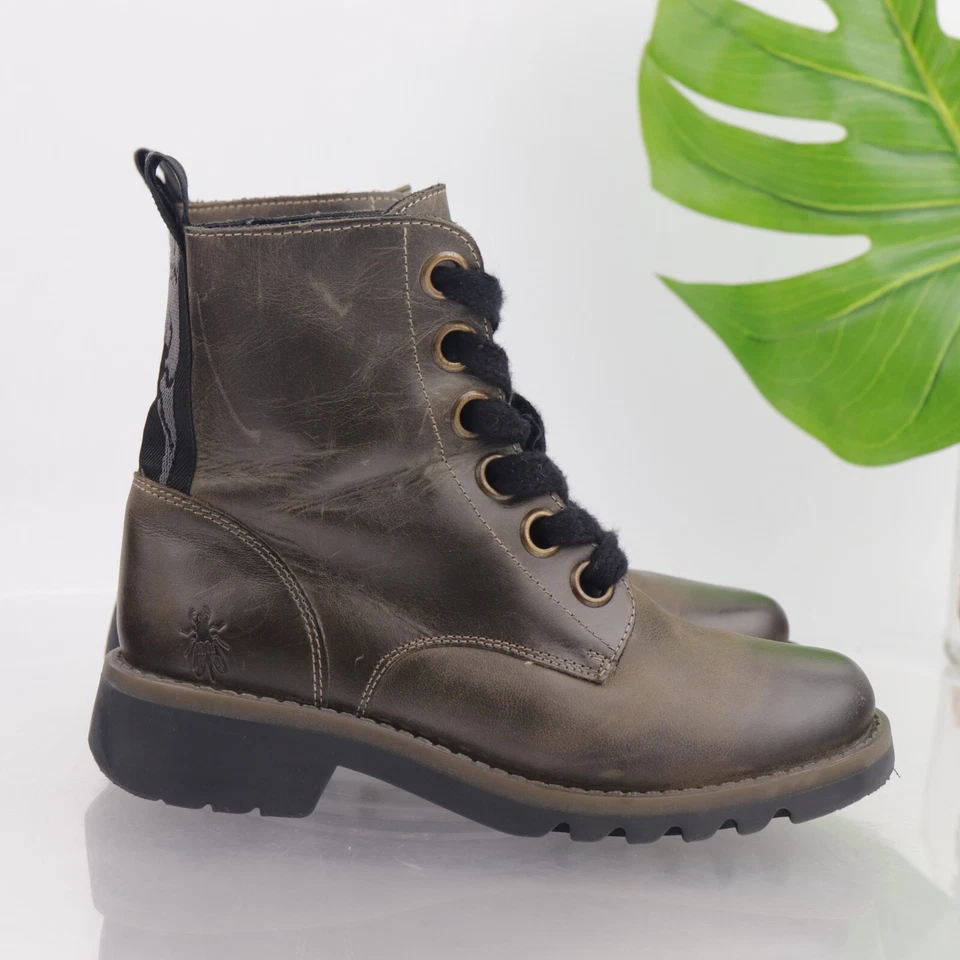 Fly London женщин Ragi ботинки размер 36 5,5 шнурует вверх боя зажим подошвы коричневый кожаный - Изображение 4 из 4