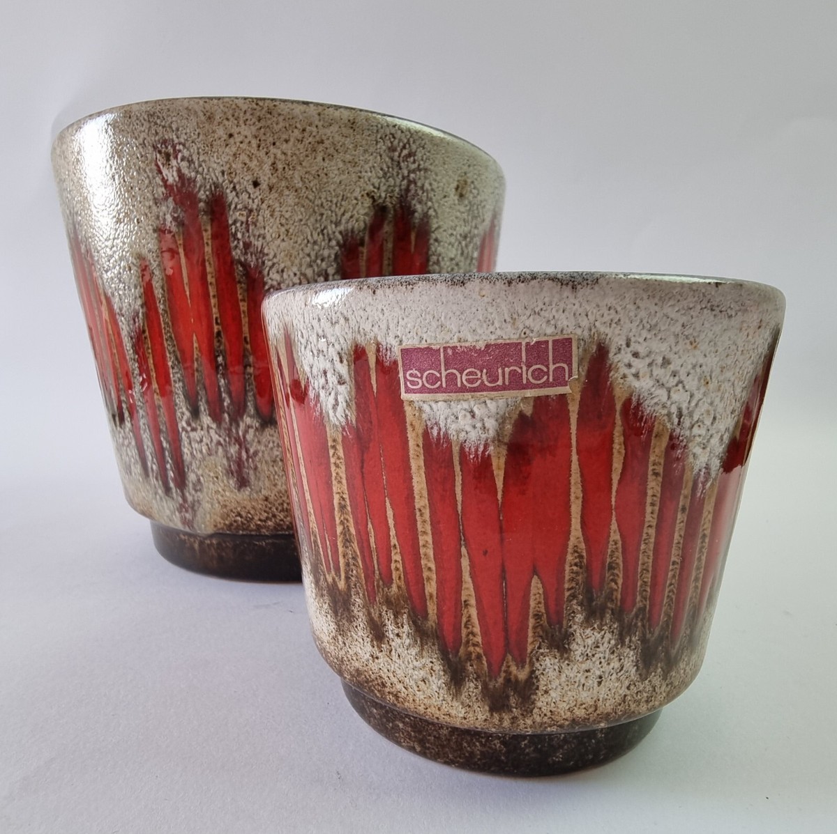 SCHEURICH LORA 806 Set 2 Fat Lava Flower Pot Planter Vintage SCHEURICH LORA 806 Set 2 Fat Lava Flower Pot Planter Vintage