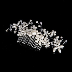Handmade Pearl Beaded Flower Wedding Bridal Hair Combs Vintage