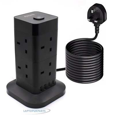 8 AC-Steckdosen & 4 USB-Ports Stecker Verlängerungskabel Steckdose Kabel 2M Mini Steckdose