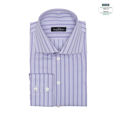 690$ ITALIAN LUXURY GERLIN Shirt Striped Lilac Cotton 16 - 41 3H BIJAN