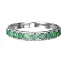 Summer 925 Silver Ring Round Emerald Natural Gemstone Jewelry Size 9