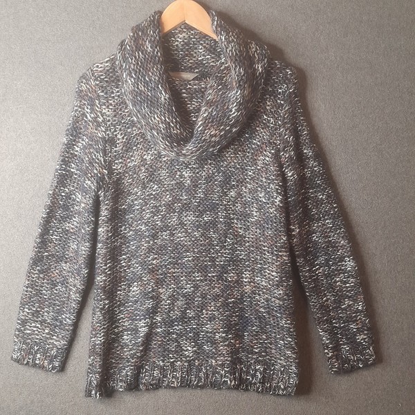 SUZANNE GRAE Womens roll neck chunky knit jumper Size S 10 multi long sleeve 