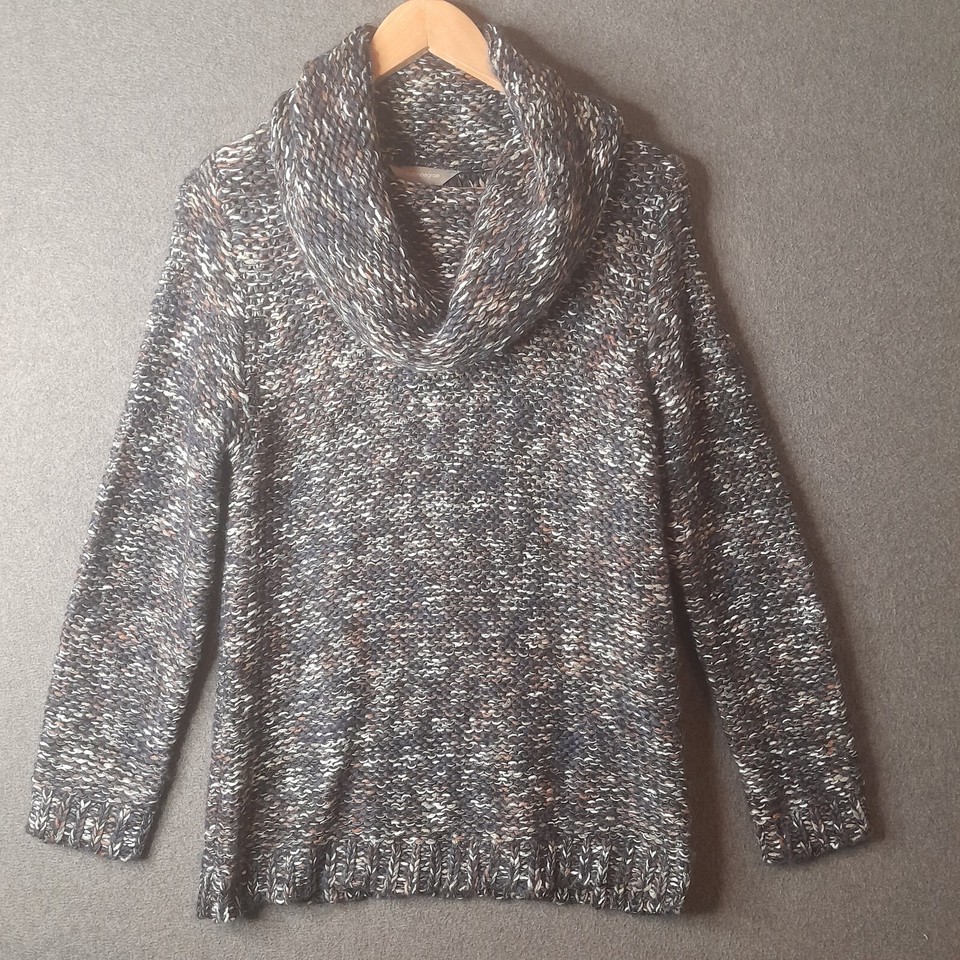 SUZANNE GRAE Womens roll neck chunky knit jumper Size S 10 multi long sleeve 