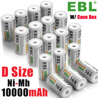 4/8/12/16 EBL 10AH D Baby Wiederaufladbar Batterie 1,2V NiMH Akku -HR20 LR20 R20