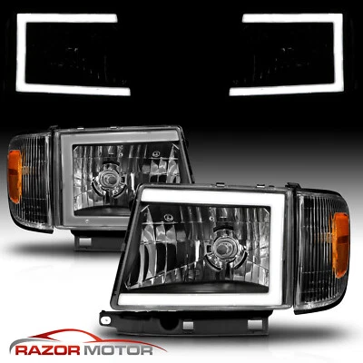 1997-2000 For Toyota Tacoma  2WD LED Black C Light Bar Headlights Set - Bild 1 von 4