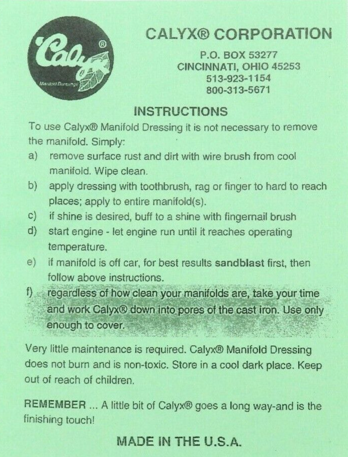 Calyx Engine Exhaust Manifold Dressing Cast Iron Corvette Restoration Detailing eBay