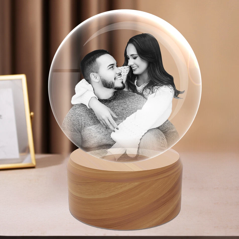 Bola de Cristal 3D, Grabado Láser Foto 3D Regalos para Cumpleaños Boda Aniversario Foto 2 de 4