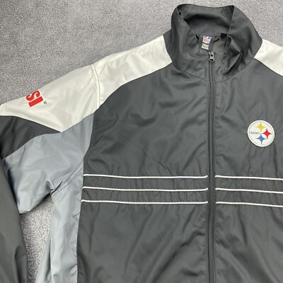 Vtg Pittsburg Steelers Jacket Men XL NFL Full Zip Nylon Sports