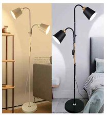 Floor Lamp With Dual Heads E27 Reading Light Modern Adjustable Rotating Lamp